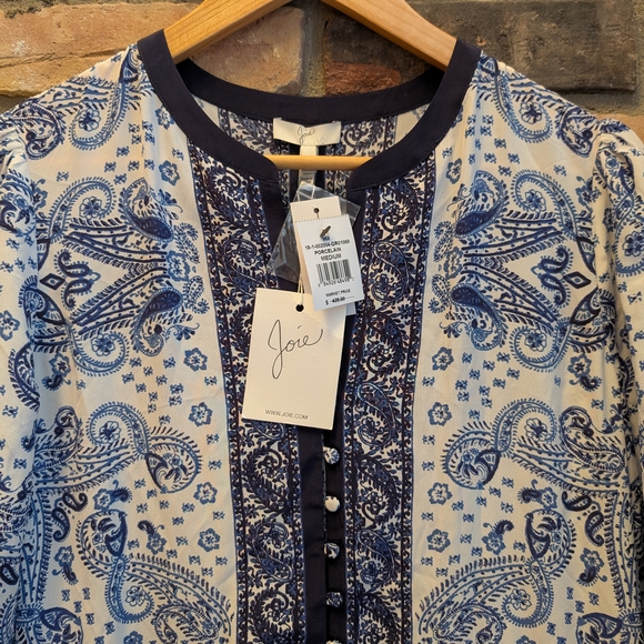 Joie Navy and White Paisley High Low Dress - Picture 3 of 16